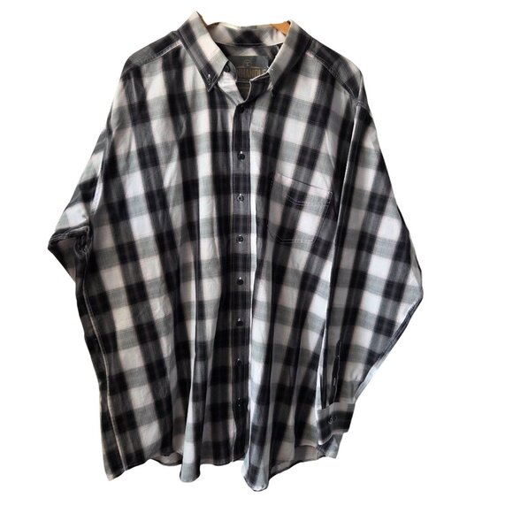 Panhandle Tuf Cooper Performance Mens XXL Black White Plaid Button-Up Shirt - Picture 1 of 11